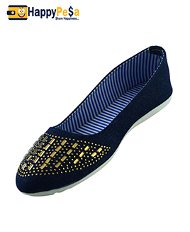 Womens Golden Shimmer Printed Belly Shoes